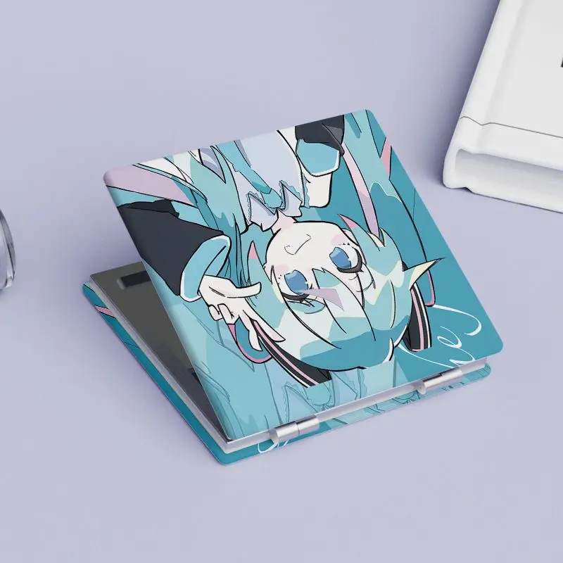 Hatsune Miku Portable Makeup Mirror Student Folding Double-Sided Makeup Mirror Dormitory Girls Going Out Square Makeup Mirror