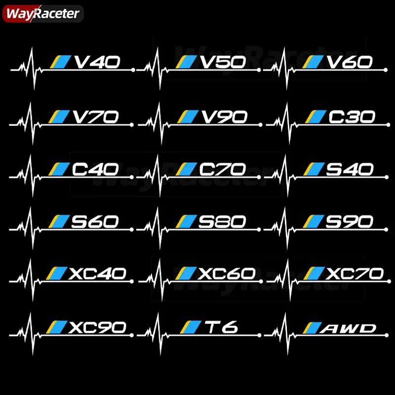 Reflective Body Vinyl Car Window Stickers For Volvo XC90 XC60 X40 XC70 V40 V50 V60 V70 V90 C30 C40 C70 S40 S60 S80 S90 T6 AWD