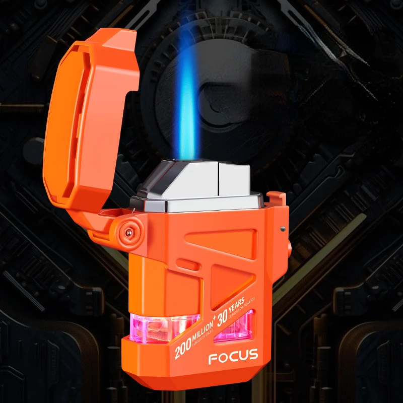 Mecha Inflatable Lighter, Windproof Lighter, Shape-shifting Metal, Transparent Replaceable Shell, New,