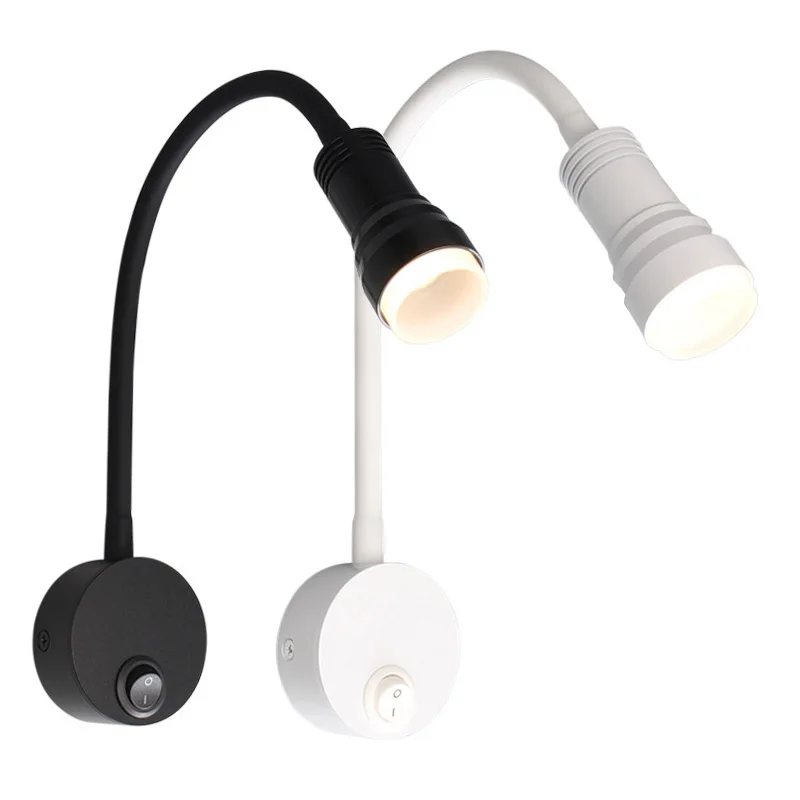 5W COB LED apparecchio da parete per camera da letto luci per gioielli lampada da lettura a collo d'oca pulsante On/Off Sconce Cabinet Picture Spotlight Showcase