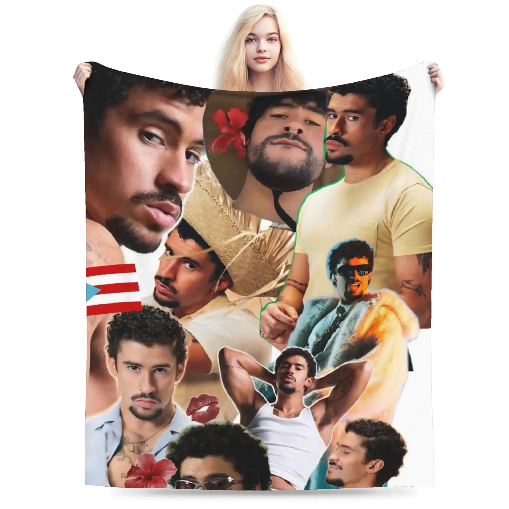 Bad Bunnys Blankets Fleece Spring Autumn   Multifunction Super Warm Throw Blankets for Bedding Office Bedspread