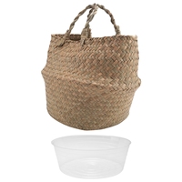 A71Z Plant Basket with Liner, Woven Seagrass Belly Baskets, Decorate ,Storage Laundry Picnic Grocery Straw Bag