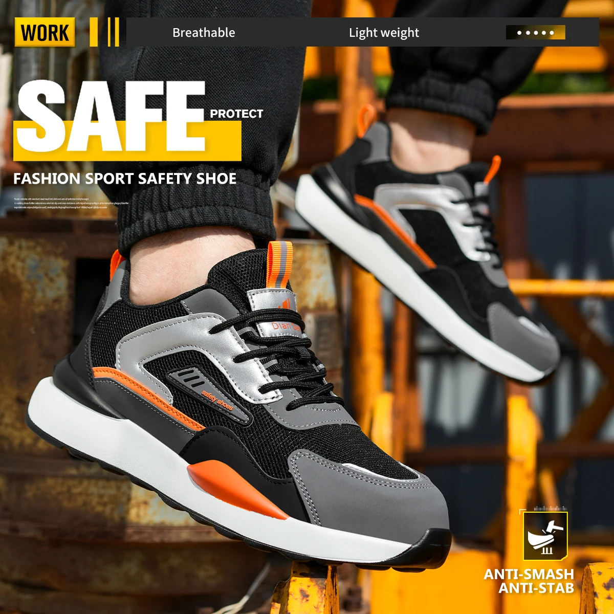 Safety Steel Toe Men's Safety Shoes, Anti Slip And Stab Resistant Men's Sports Shoes Indestructible Men's Comfortable Work Boots