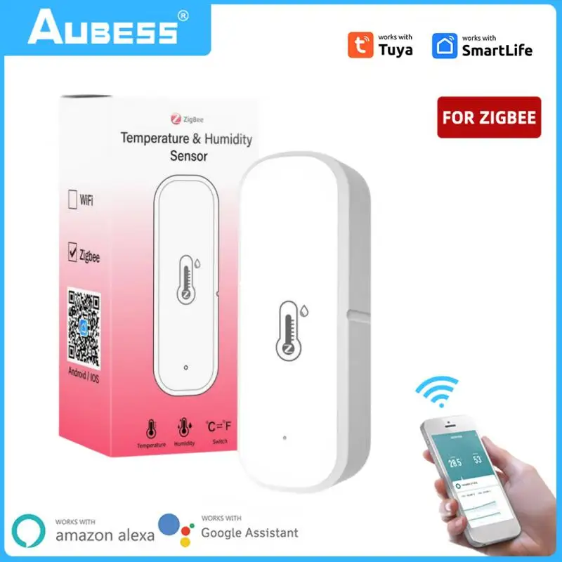 

Tuya Smart Zigbee Temperature And Humidity Sensor APP Remote Monitor With Low Power Consumption Voice Control Via Alexa Google