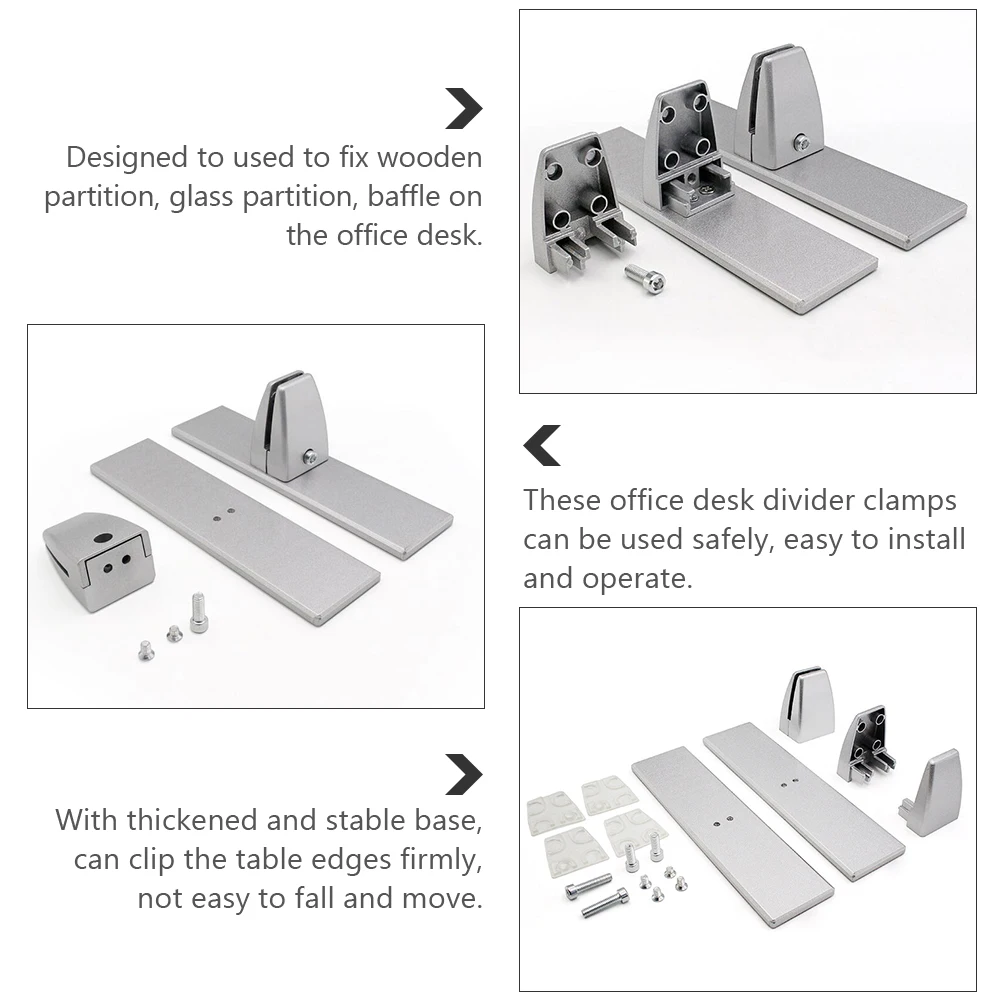 

Aluminum Partition Clamp Thickened Flat Bottom Divider Clip For Office Home Table Baffle Support Bracket Fixing Clamp Hardware