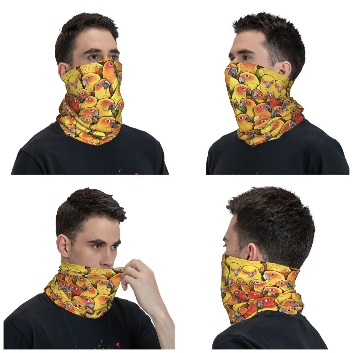 Sun Conures Squad Bandana Neck Warmer Men Women Winter Hiking Ski Scarf Gaiter Parrot Birds Face Cover