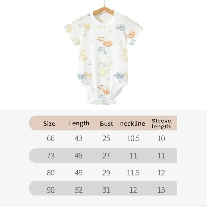 Soft Breathable Cotton Jumpsuit Baby Short Sleeve Romper for Summer Outings and Daily Play with Closure Design 15UB