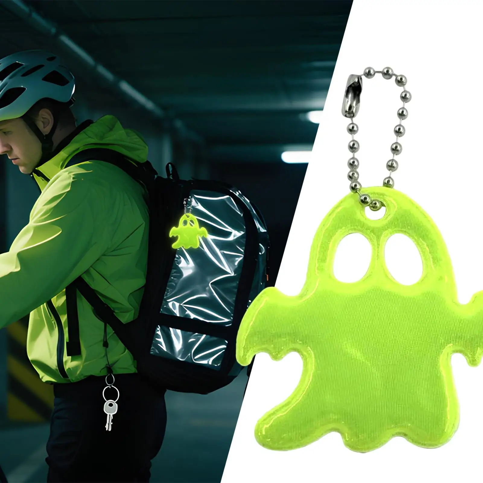 20 قطعة حقيبة الظهر العاكسة قلادة مقاوم للماء عاكس السلامة شبح قلادة خفيفة الوزن حقيبة حلية سلسلة مفاتيح السلامة