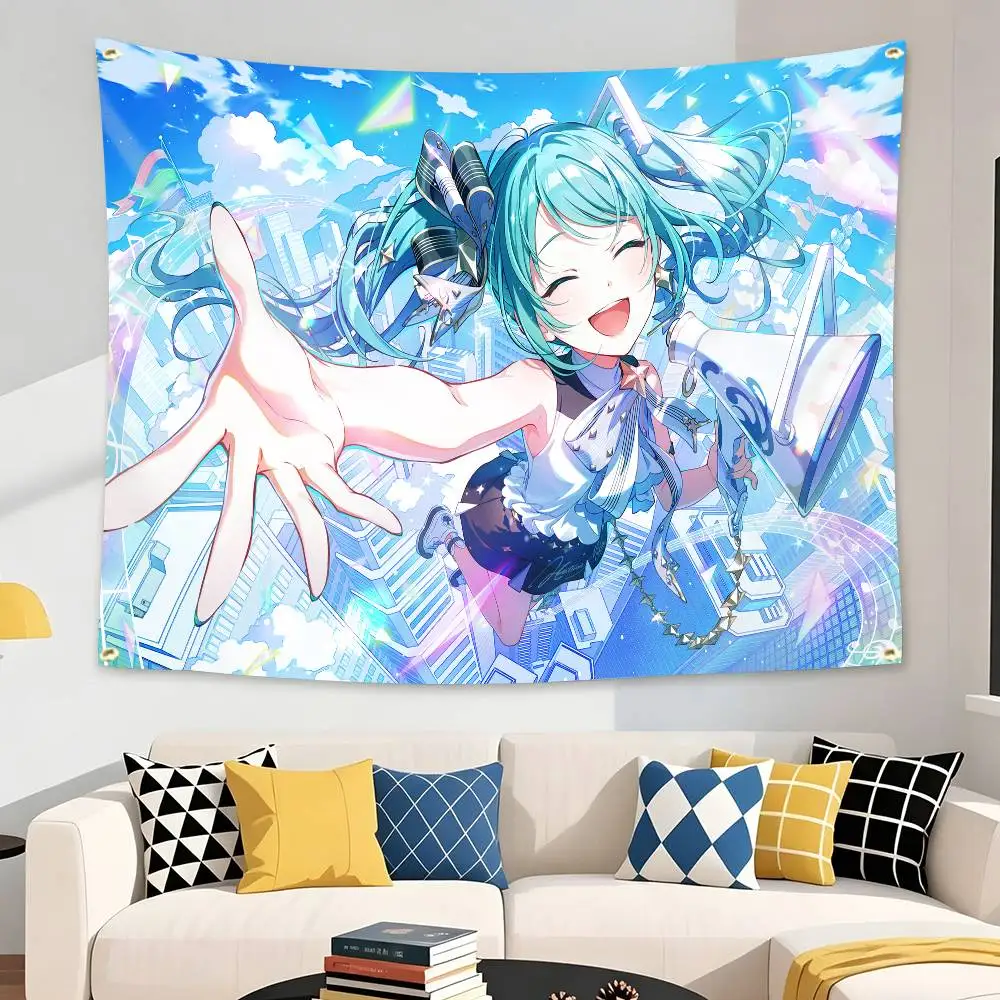 PJSK Singer M-Miku Official Art Flag Tapestry Banner for Bedroom Living Room Outdoor Camping Custom Supported