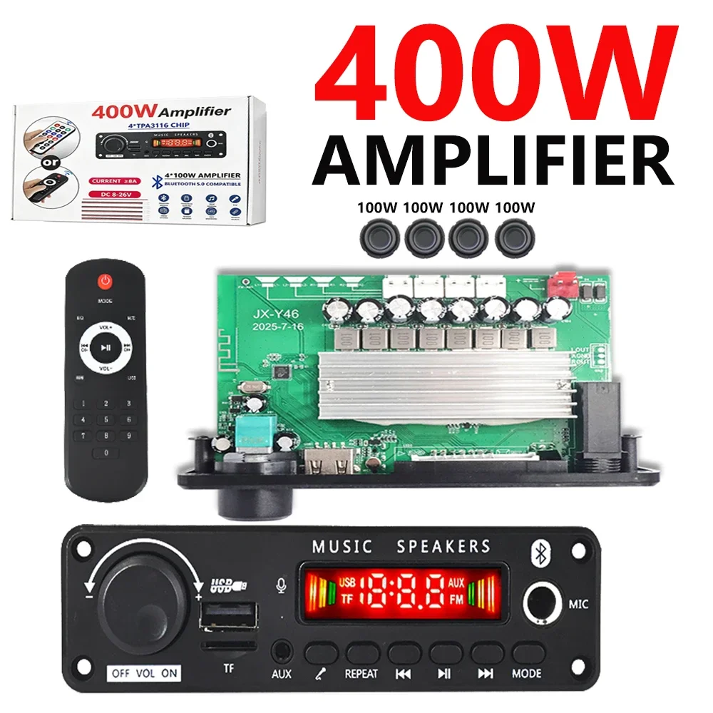 KEBIDU 400W Verstärker Auto MP3-Player Bluetooth Audio-Decoder-Board 8A 26V Freisprecheinrichtung DIY Musikplayer Mikrofon SB TF FM Lautstärkeregelung – Detail 1