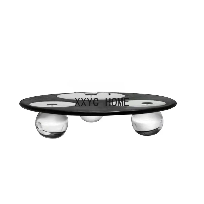 

Italian Style Light Luxury Natural Transparent Acrylic Crystal round Coffee Table Creative Living Room Tea Table