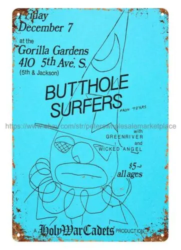 1984 Butthole Surfers Gorilla Gardens Concert metal tin sign interior decoration