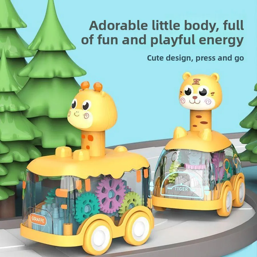 Baby Toy Car Suitable For Ages 0-1.5 Years Educational And Early Learning Toy Cartoon Animal Design Push-and-go Car With Lights