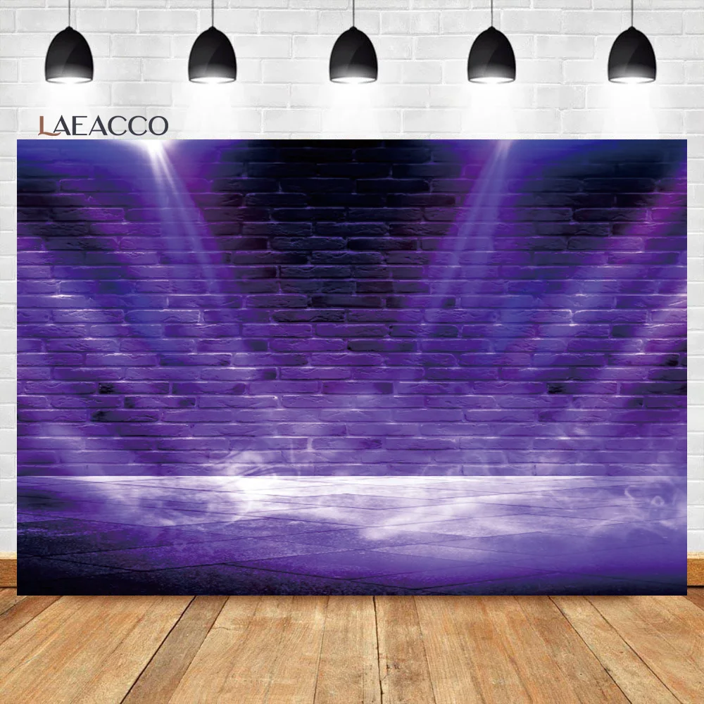 Laeacco Purple Lighting Wood Floor Stage Decor Photocall Backdrop Kids Adult Portrait Photography Background For Photo Studio