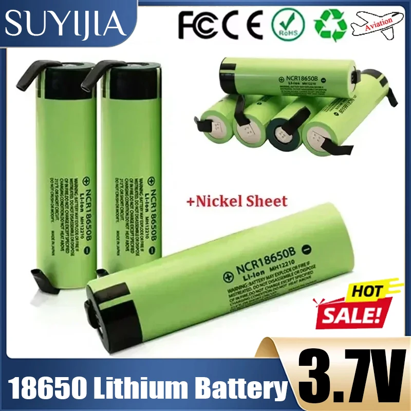 Original 18650 Battery NCR18650B 3.7V 3400mah 18650 Lithium Rechargeable Batterie DIY Welding Nickel Sheet for Flashlight Heater