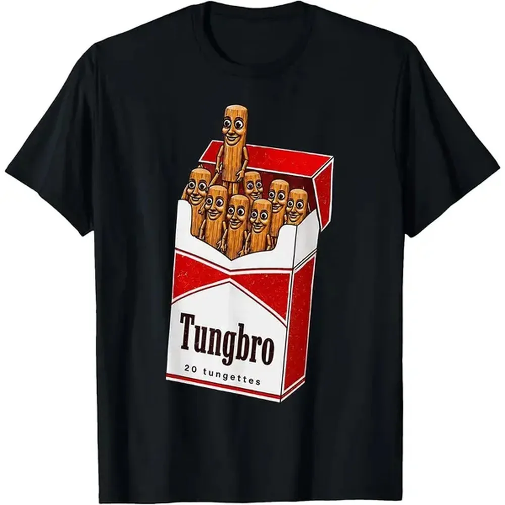 Men Women's Casual Graphic Tee Tung Tung Sahur Cigarette Pack Parody Funny Brainrot Meme T-Shirt Short Sleeve Fashion Clothing Sweatshirt