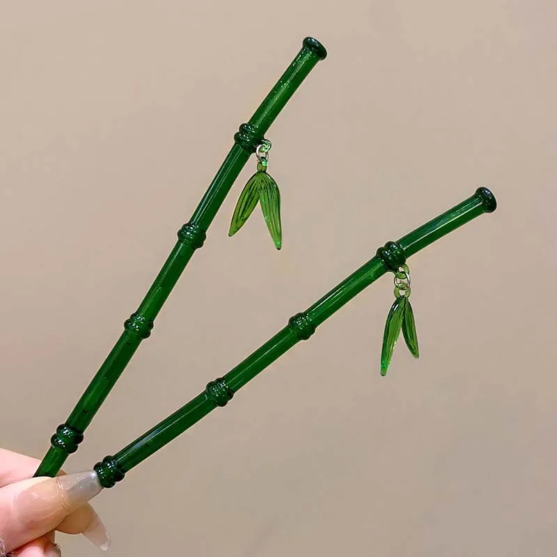 Vintage Nachahmung Jade Bambus Blatt Haar Stick Haarnadel Kopfbedeckung  Neue Chinesische Stil Weibliche Acryl Haar Verschluss Haar Zubehr -  AliExpress 36
