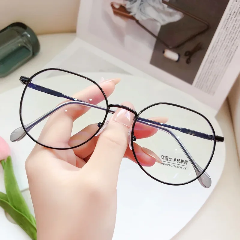 New Fashion Retro Metal Glasses for Women Anti Blue Light Round Frame Female Vintage Optical Spectacles Очки Для Работы За Пк
