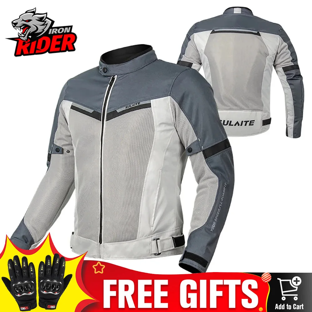 

SULAITE Summer Motorcycle Jacket Men's And Women's Breathable Motorcycle Riding Protective Clothing Internal CE Protective Gear