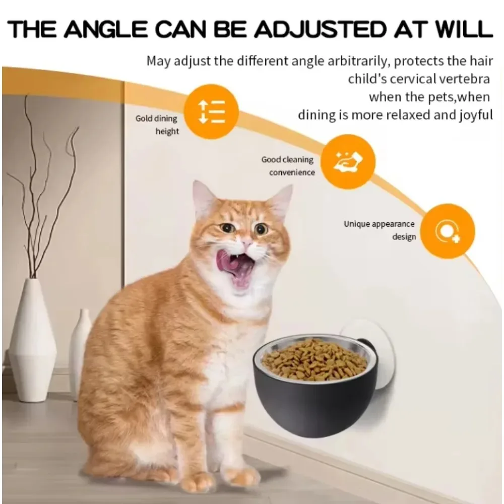 1 Pcs Magnetic Wall Mount Stainless Steel Dog Bowls Anti Spill Pet Food Dishes Elevated Cat Bowl Dishwasher Safe Rustproof view 6