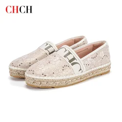 Loafers Summer Women's Casual Shoes Flat Cloth Shoes Hemp Rope Weaving Beach Shoes Lace Girl CHHC