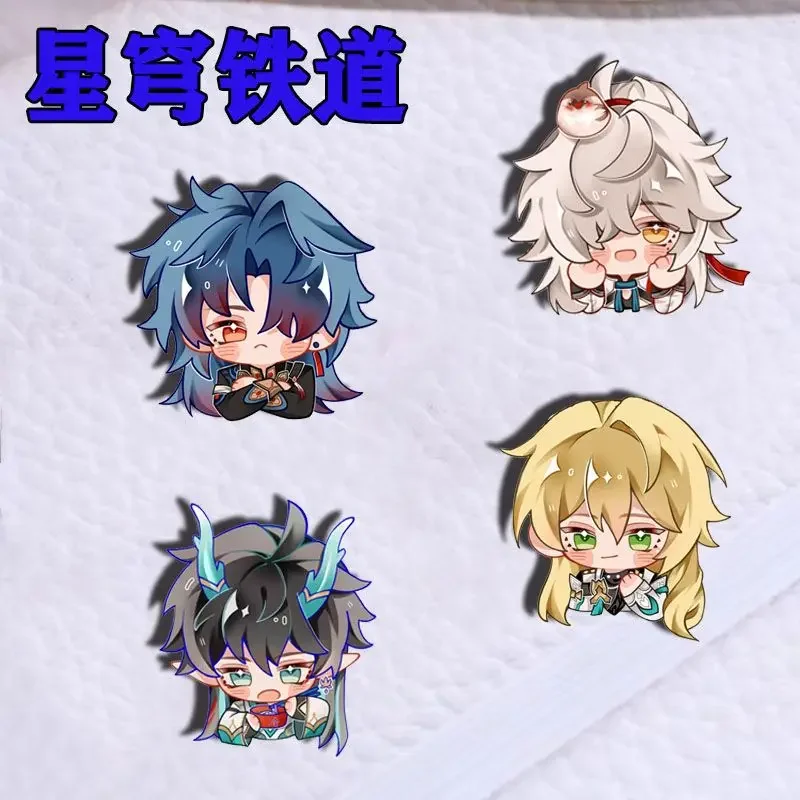 Honkai:Star Rail Q versión hoja de dibujos animados Jingyuan broche acrílico Pin insignia de Cosplay accesorios de joyería para ropa mochila regalo