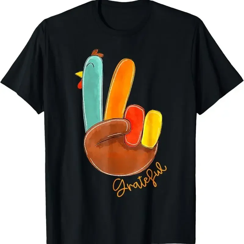 Peace Sign Turkey Hand Cool Thanksgiving Hippie T-Shirt Sweat
