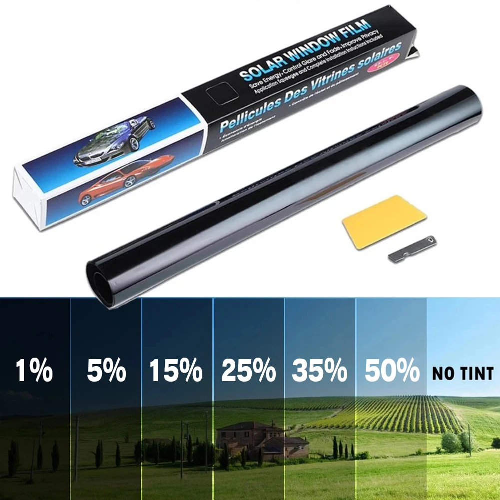 1 Roll Black Car Window Foils Tinting Film 50cmX3m Glass Summer UV Protector Sticker Films 1/5/15/25/35/50 Percent