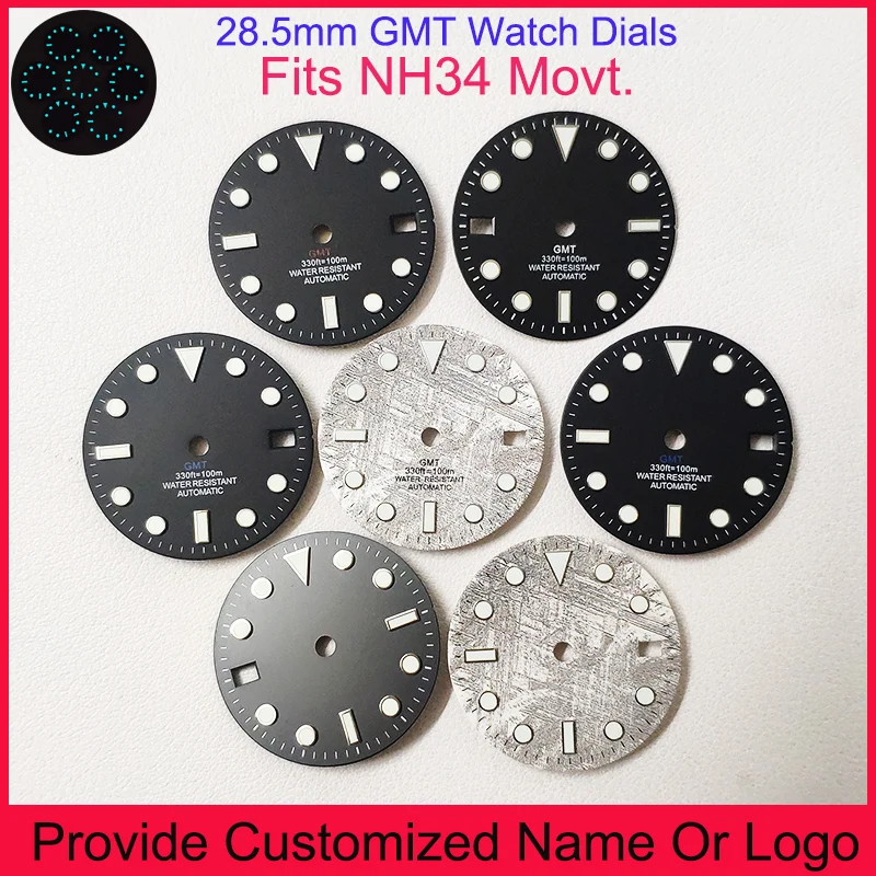 NH35 NH34 VK63 Dials Insert 28.5mm 29mm Modified By RLX Watches Dial Custom S Logo DIY Logo Blue Green Luminous Men Watch Parts