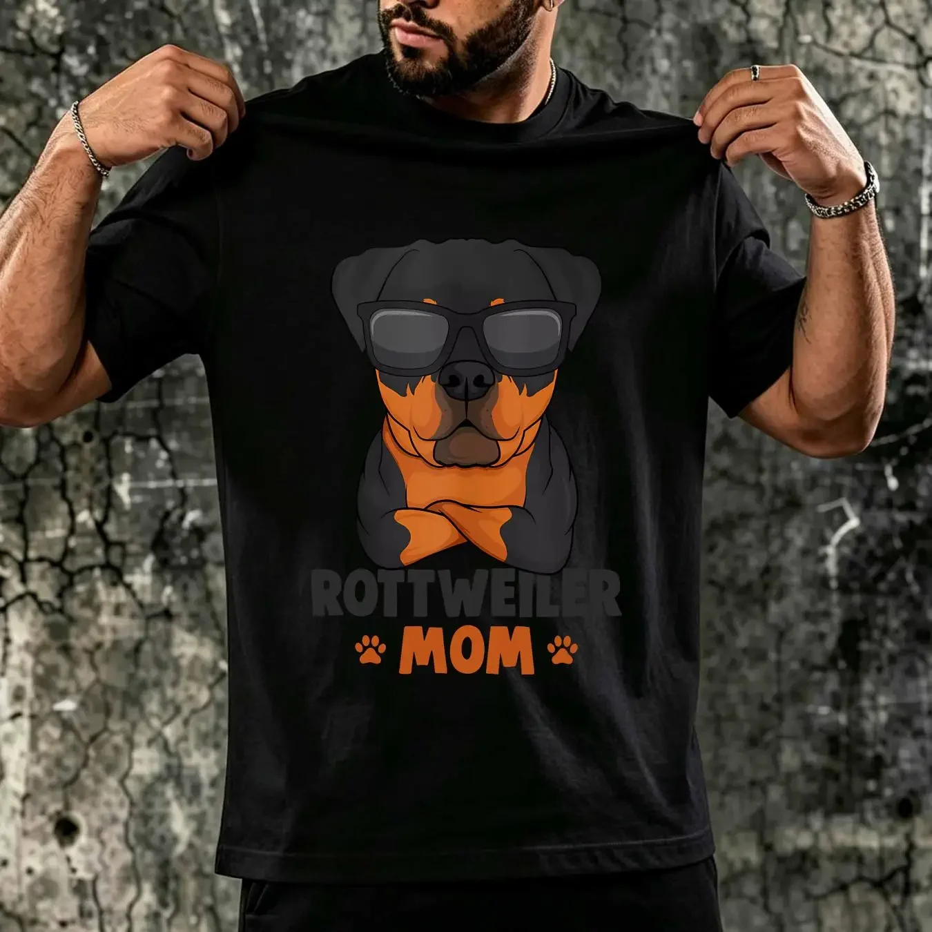 washed T Shirt Dog Mama Rottweiler Mom Rottie White Grey vintage Washed graphic Stylish Top For Everyday Wear Breathable