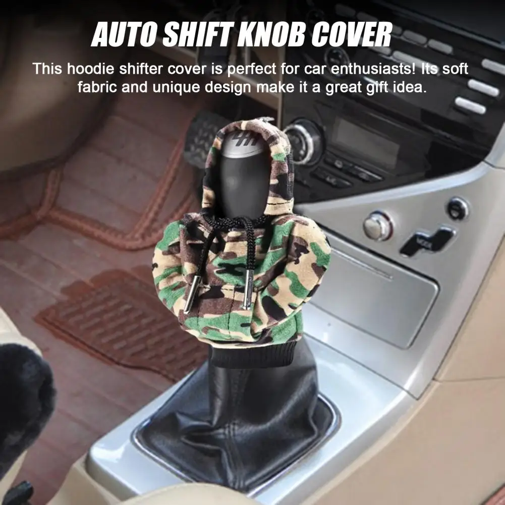 

Auto Shifter Stick Protector Camouflage Print Car Gear Shift Cover Hoodie Universal Auto Shift Knob Shifter Stick Protector