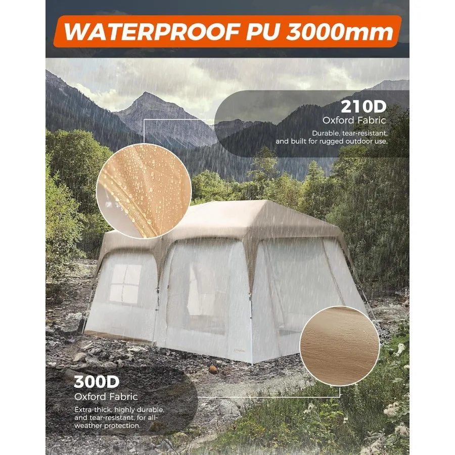 Кемпинговая палатка на 68 человек, устойчивая к атмосферным воздействиям, горячая палатка, большая семейная палатка с разделением для плиты, водонепроницаемая, ветрозащитная, для семейного кемпинга O