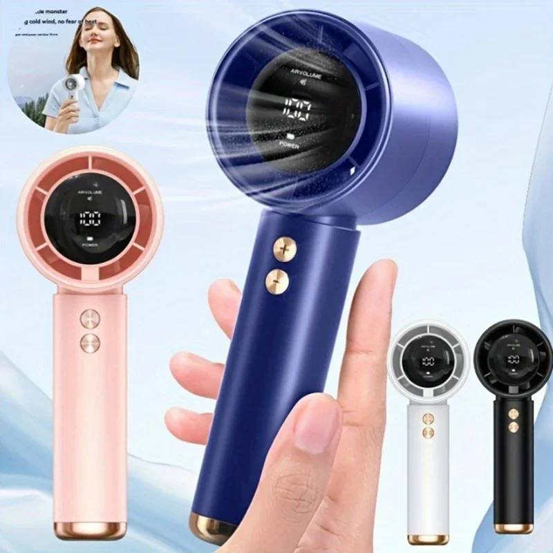 

2025 New Portable Mini Fan Handheld Fan with LED Display & Flashlight 3 Speeds USB Rechargeable Battery Fan