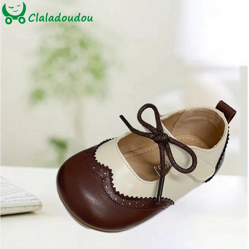 

Claladoudou Patent Leather Toddler Flats Shoes,Brown Black Retro Bullock Kids Girls Boys Dress Shoes For Perfomance Wedding