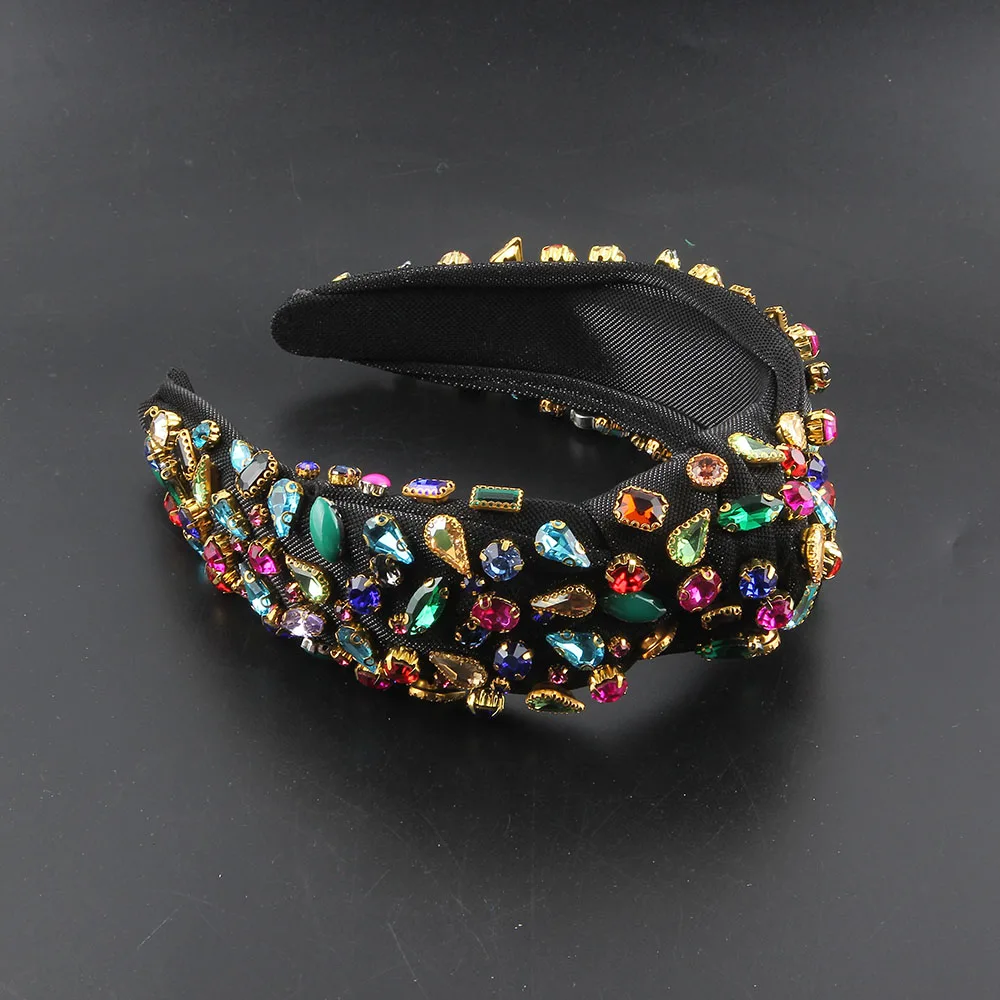 

Coloful Stone Hair Accessories Headband Hot Cloth Baroque Crystal Hairband Headwear For Women Wedding198
