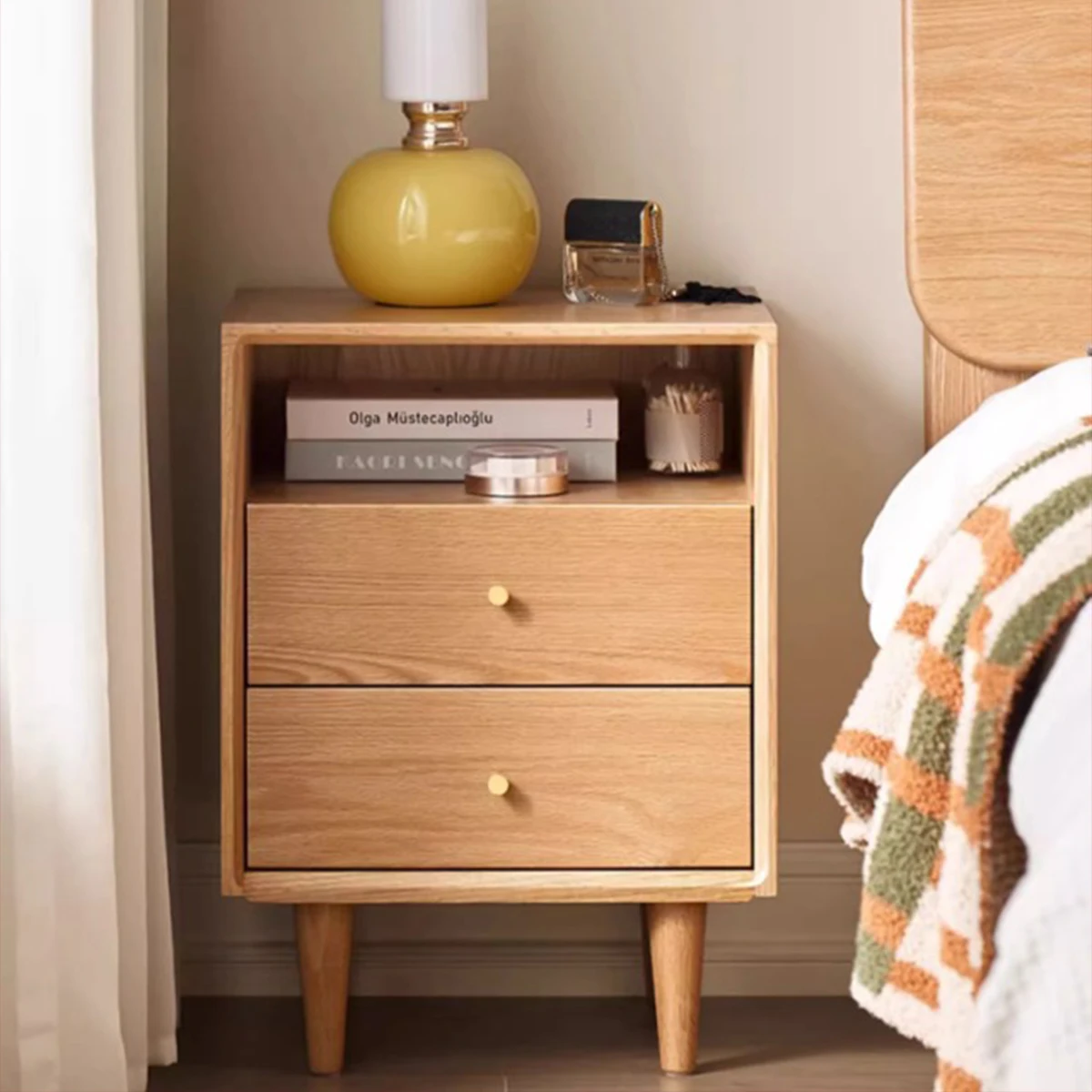 #Nightstand Copper Handle Modern Design Home Storage Side Cabinet Living Room