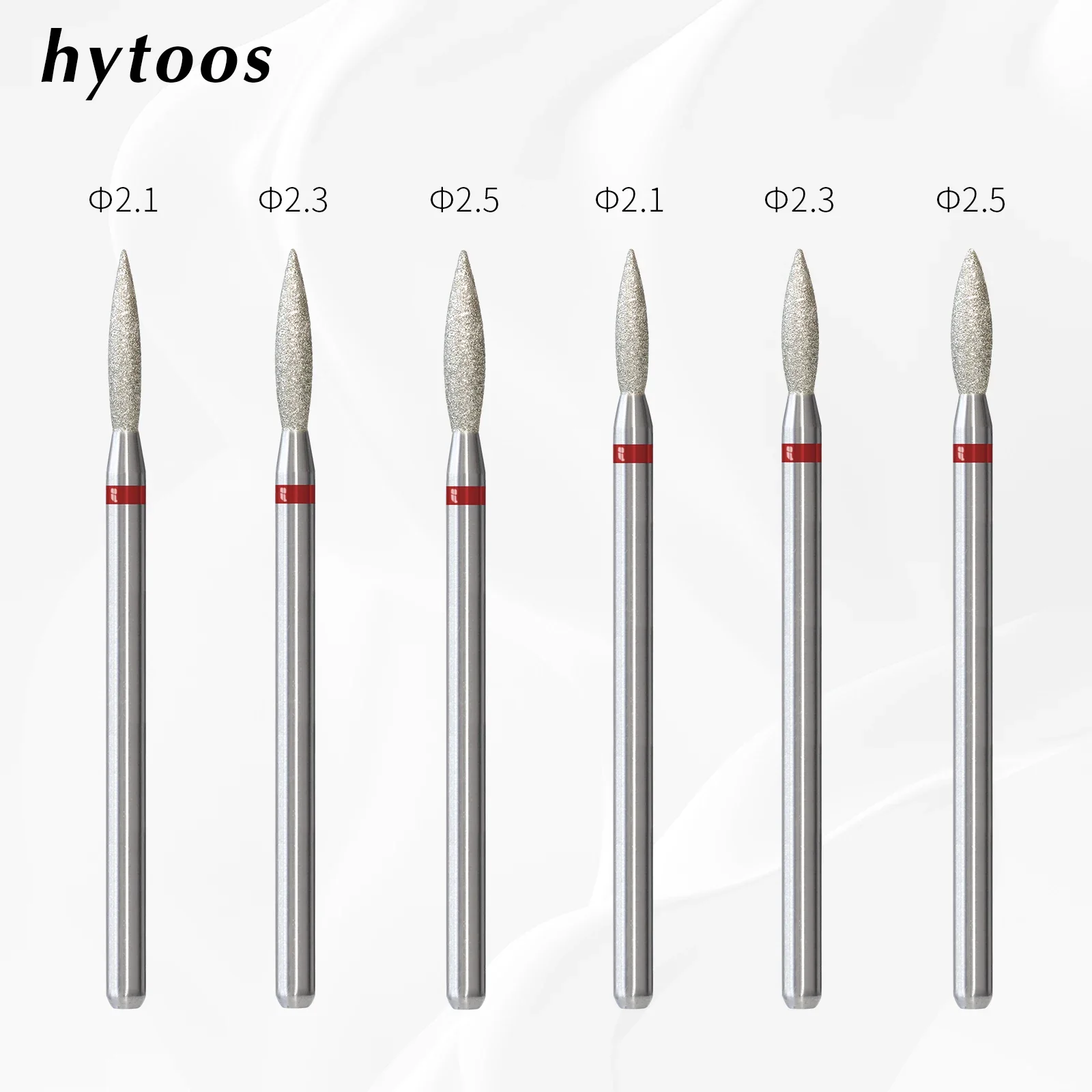 HYTOOS Flame Diamond Nail Drill Bits Professional Cuticle Remover for Dead Skin Cleaning Salon & Home Use Manicure Prep Tools