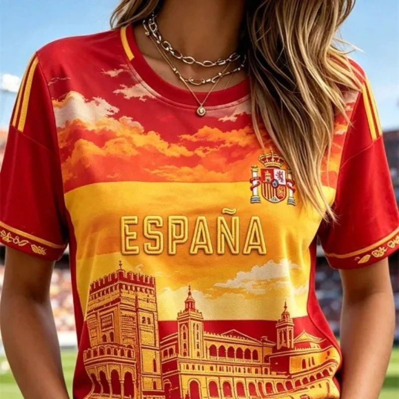 Street Fashion In Spain - Spanien Fußball-Fan T-Shirt mit Ärmeln Atmungsaktiv