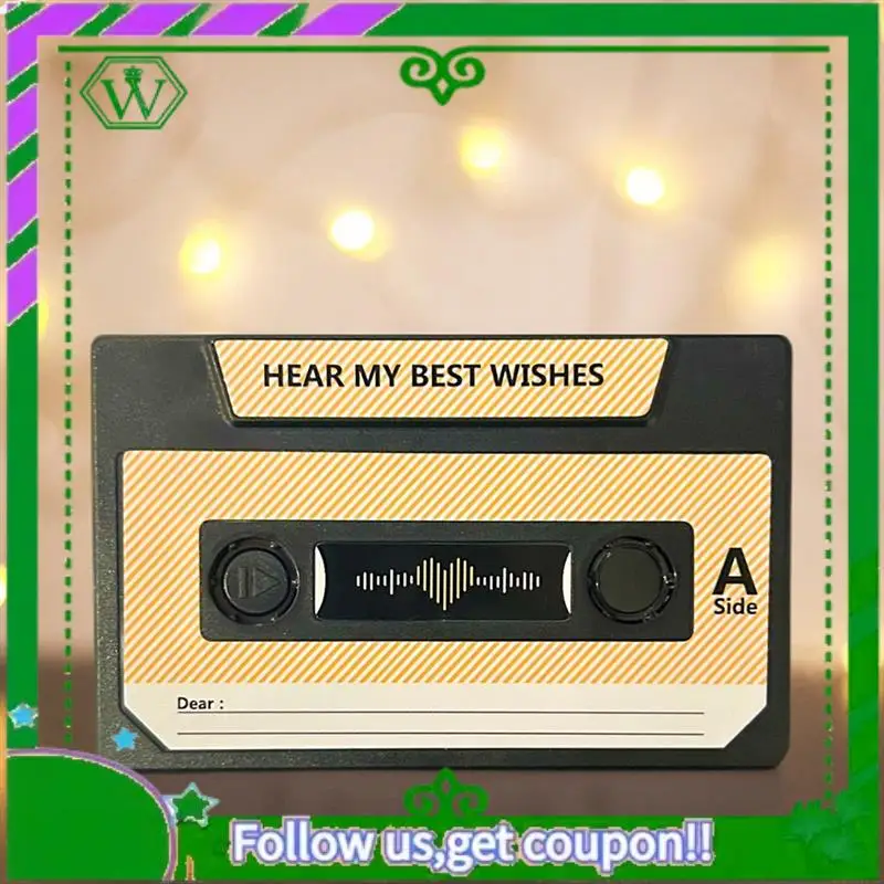 Reliable-Recording Greeting Card 30-Seconds DIY Convenient Switch For Festival Thank You Cards Birthday Black