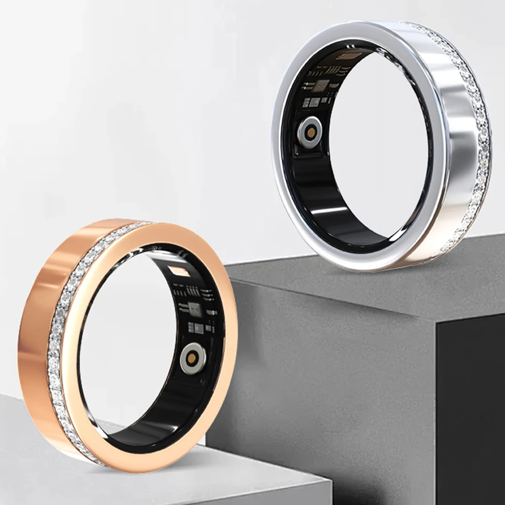 

New Diamond Fashion Smart Ring Women Heart Rate Sleep Health Monitor Lady Ring IP68 Waterproof Sports Pedometer Fitness Rings