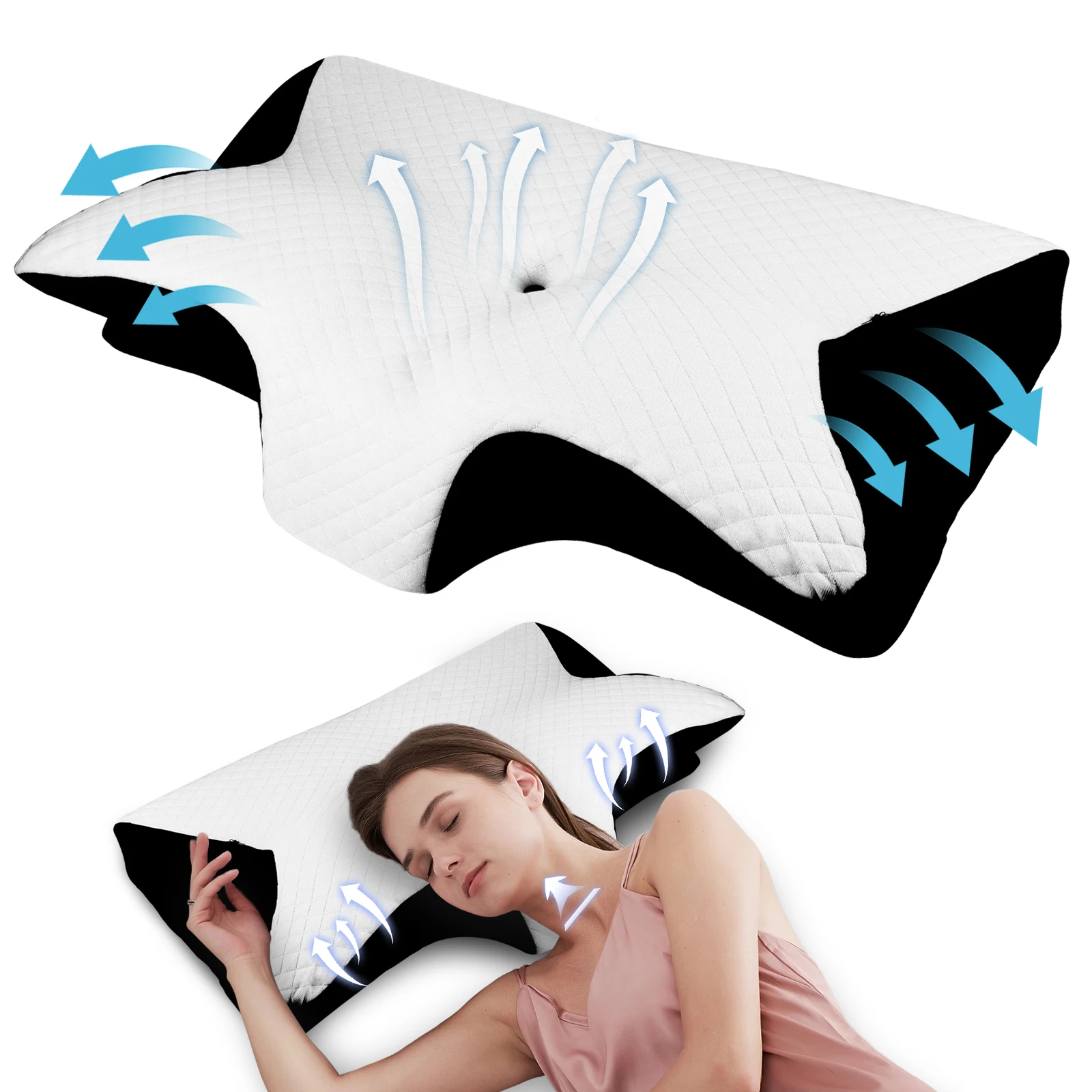 Ergonomisches Nackenkissen für Seitenschläfer mit Memory-Schaum zur Entspannung und Schmerzlinderung im Nackenbereich für Erwachsene