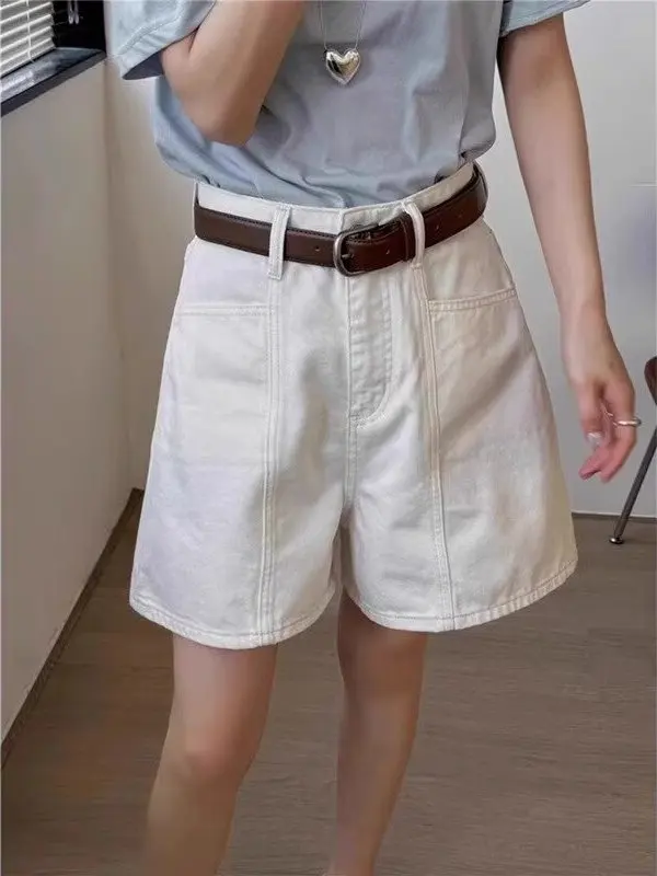 

plus Size Women's American Retro Denim Shorts High Waist Slimming Casual Wide Leg Pants Summer New Style Loose Fit Five-Quart...