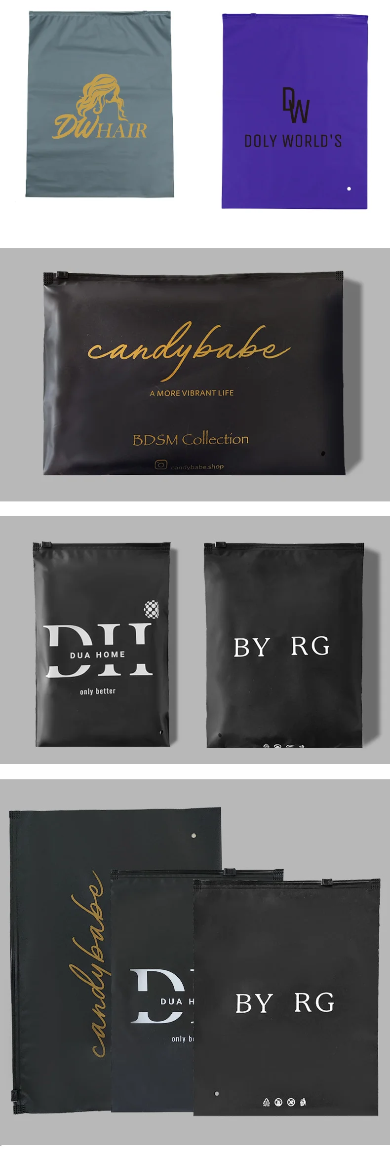 50 Stück individuell gefärbte, mattierte Reißverschlusstaschen, Haushaltswaren-Geschenktaschen, Verpackungstaschen für kleine Unternehmen, mit Ihrem eigenen Logo bedruckt – Detail 3