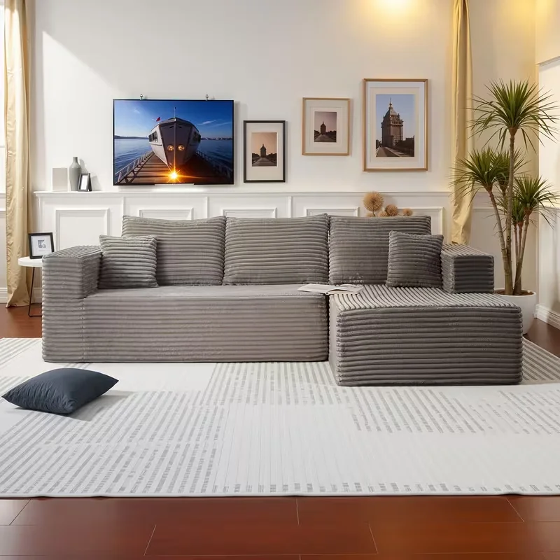 #L Shape Sofa Boneless Couch 3 Seater Compressed  Sofa  Living Room