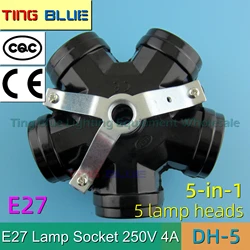 E27 quintuplets lamp head integrated lamp holder chandelier crystal lamp screw lamp holder combination lamp holder 5 in 1 4A