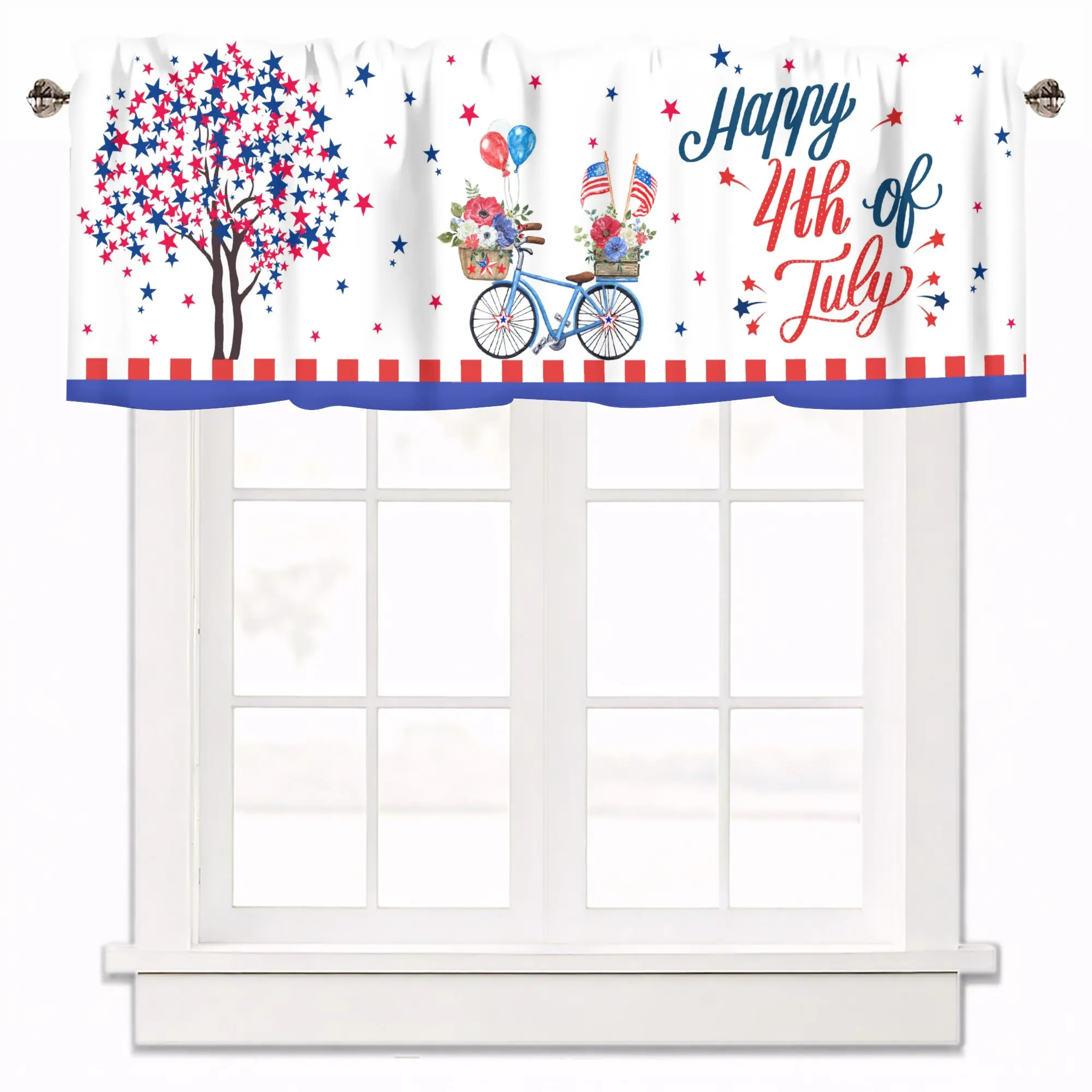 American  July 4th Independence Day Kitchen Valances for Windows, Compact Window Curtain for Small Kitchen Spaces,style 7