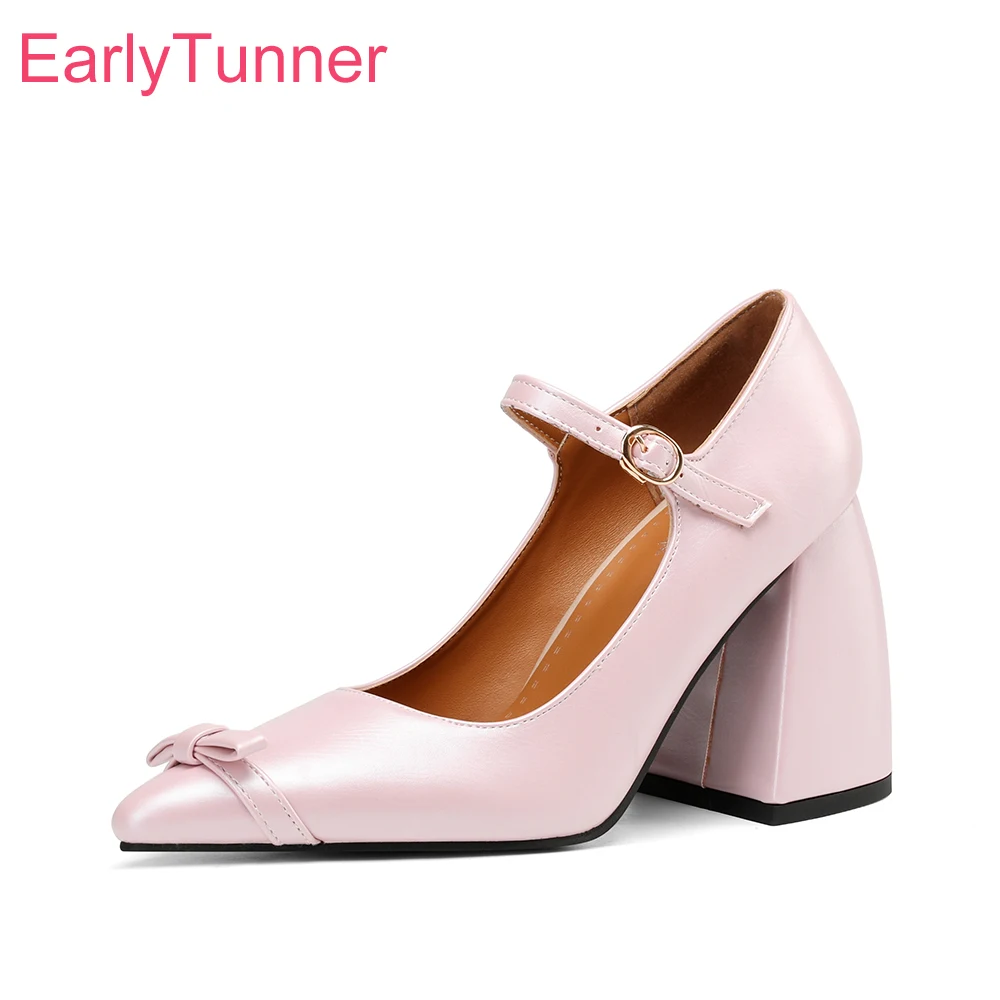  Brand New Comfortable Pink Black Women Pumps Fashion Super High Block Heels Lady Party Shoes Small Big Size 11 32 43 45 48