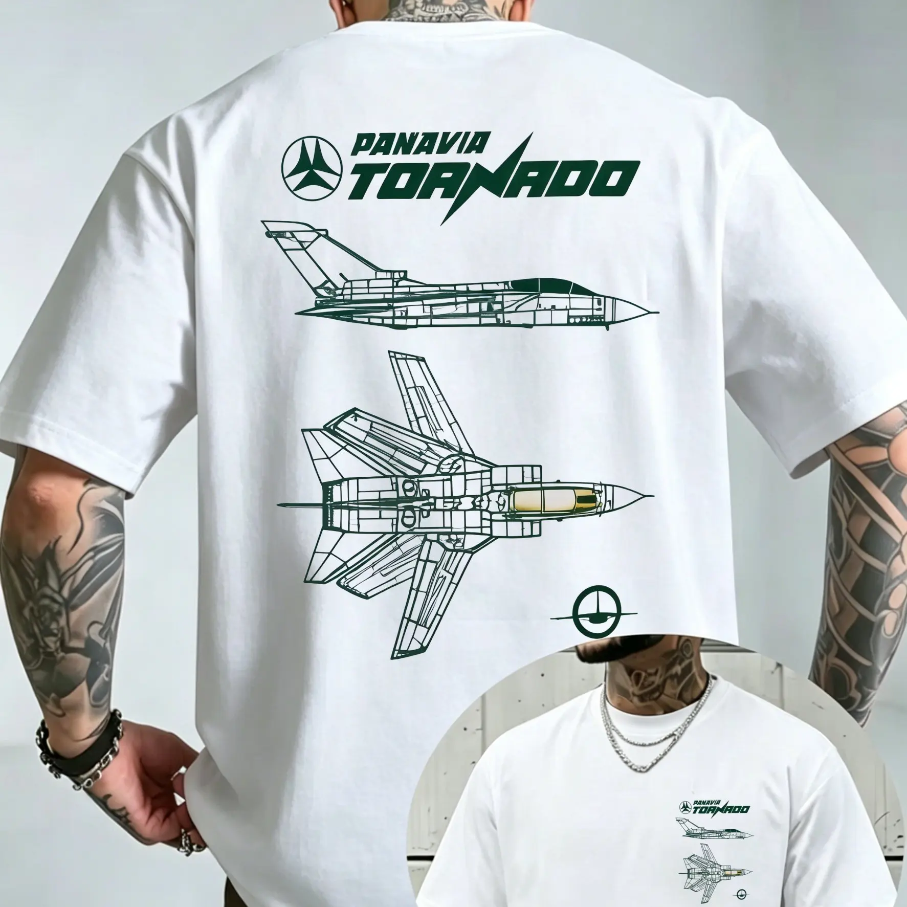 Image of Panavia Tornado Fighter Jet Blueprint Grafik-T-Shirt für Herren, T-Shirt für Luftfahrt-Enthusiasten, lässiges T-Shirt für Militärflugzeuge, kurzärmelig