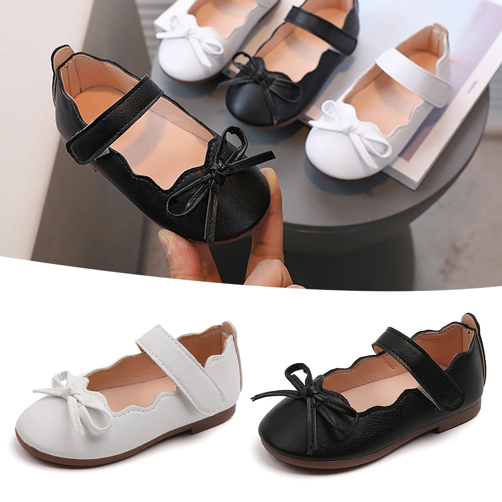 

Girls' Small Bowknot Leather Shoes Children's Fashion Solid-Color Shoes Little Girl Princess Shoes Soft Bottom Dance Shoes