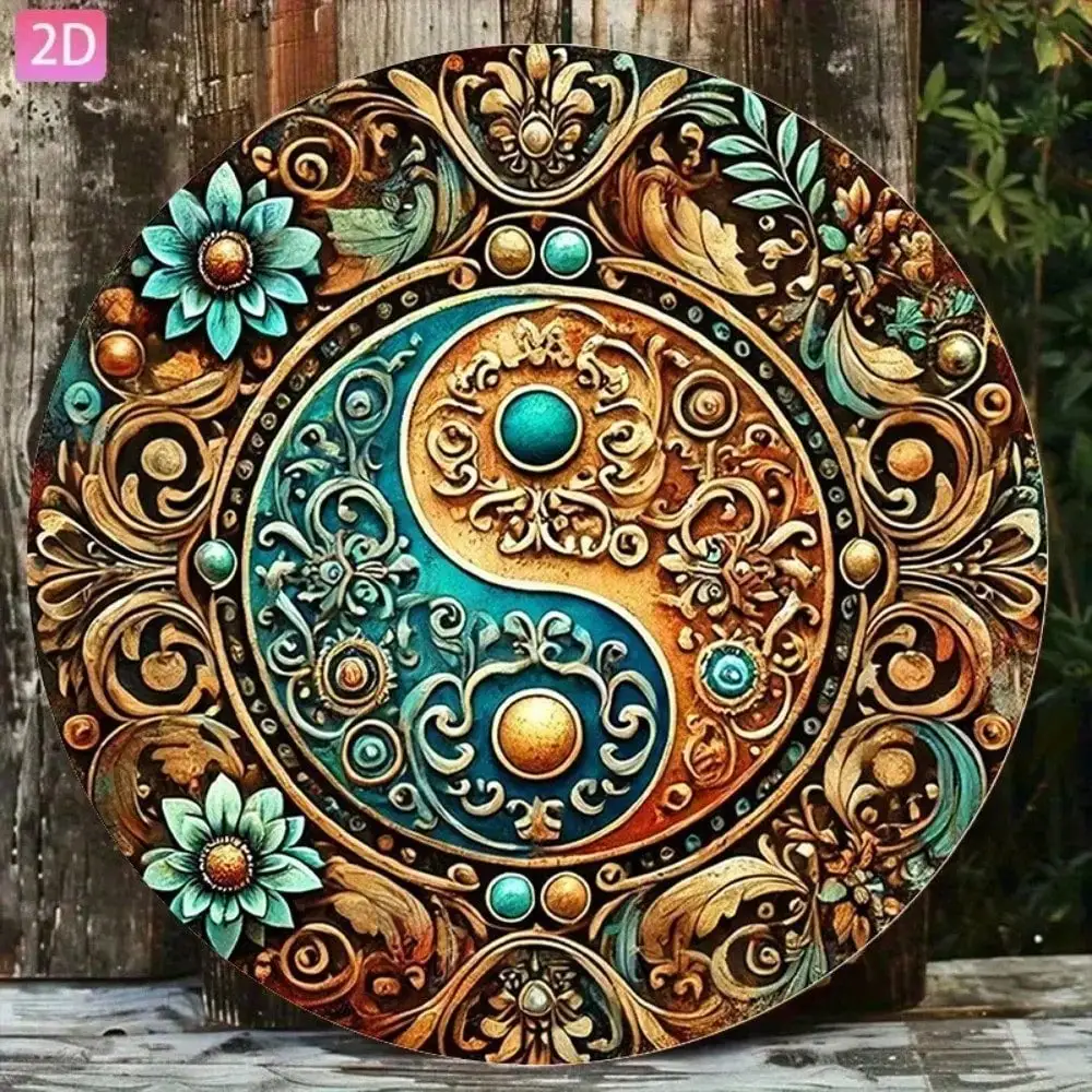 CIFBUY Vintage Mandala 2D Metal Wall Art 7.87 Inch Aluminum Plaque Home Garden Bar Cafe Bedroom Decor